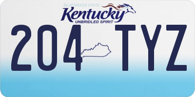 KY license plate 204TYZ