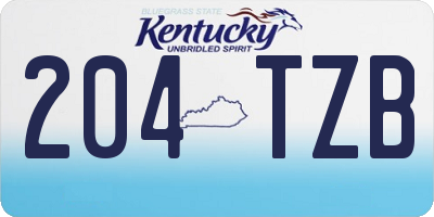 KY license plate 204TZB