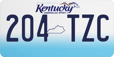 KY license plate 204TZC