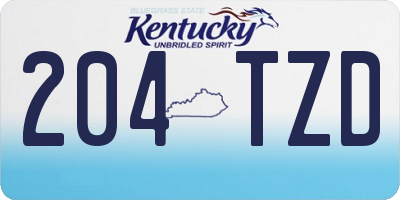KY license plate 204TZD