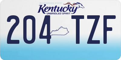 KY license plate 204TZF