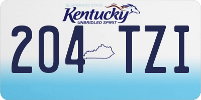 KY license plate 204TZI