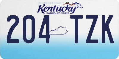 KY license plate 204TZK