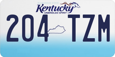 KY license plate 204TZM
