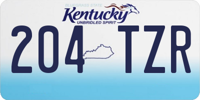 KY license plate 204TZR
