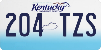 KY license plate 204TZS