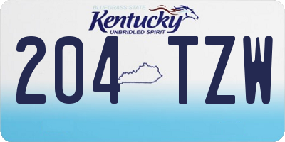 KY license plate 204TZW