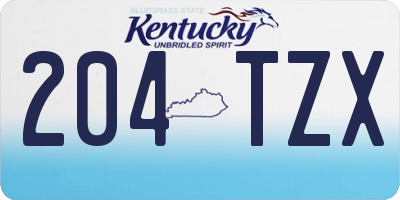 KY license plate 204TZX