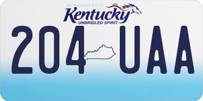 KY license plate 204UAA