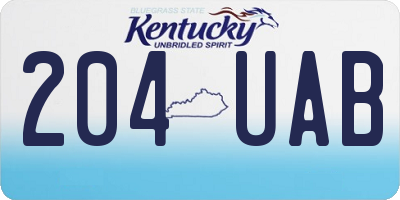 KY license plate 204UAB