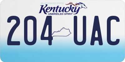 KY license plate 204UAC