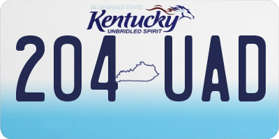 KY license plate 204UAD