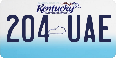 KY license plate 204UAE