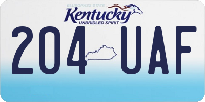 KY license plate 204UAF