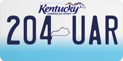 KY license plate 204UAR