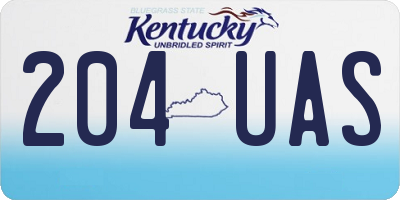 KY license plate 204UAS