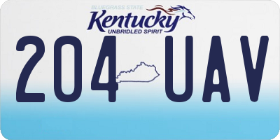 KY license plate 204UAV