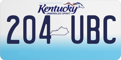 KY license plate 204UBC