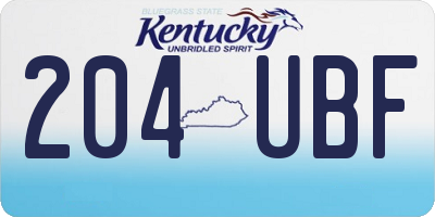 KY license plate 204UBF