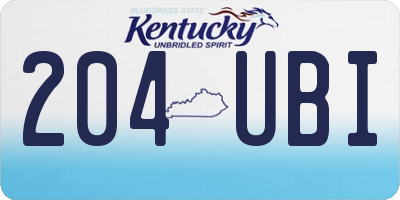 KY license plate 204UBI