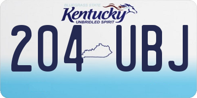 KY license plate 204UBJ