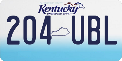 KY license plate 204UBL