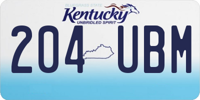 KY license plate 204UBM