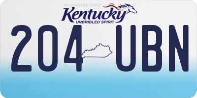 KY license plate 204UBN