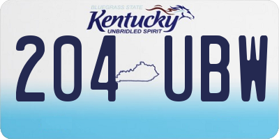 KY license plate 204UBW