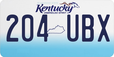 KY license plate 204UBX