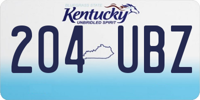 KY license plate 204UBZ