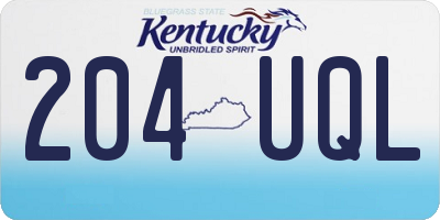 KY license plate 204UQL