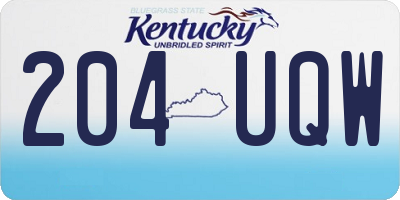 KY license plate 204UQW
