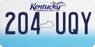 KY license plate 204UQY