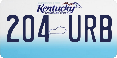KY license plate 204URB