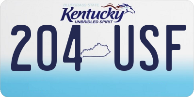 KY license plate 204USF
