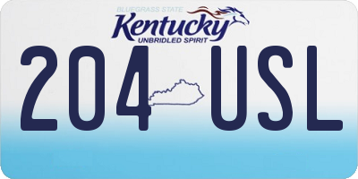 KY license plate 204USL