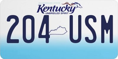 KY license plate 204USM