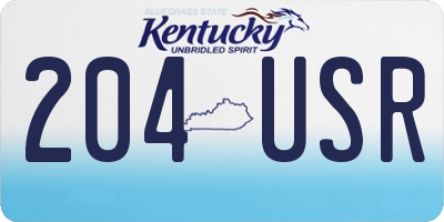 KY license plate 204USR