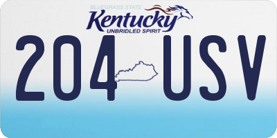 KY license plate 204USV