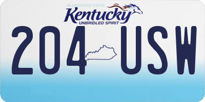 KY license plate 204USW