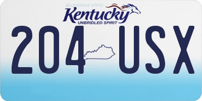 KY license plate 204USX