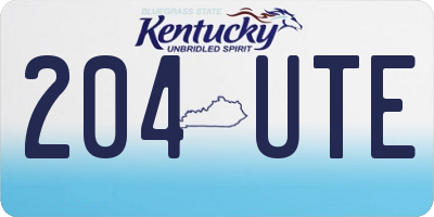 KY license plate 204UTE