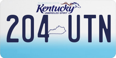 KY license plate 204UTN