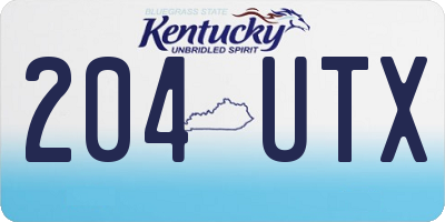 KY license plate 204UTX