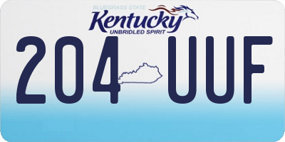 KY license plate 204UUF