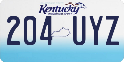 KY license plate 204UYZ
