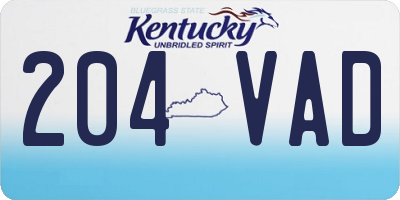 KY license plate 204VAD