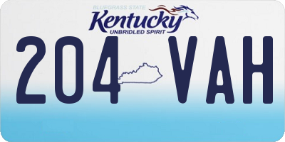 KY license plate 204VAH