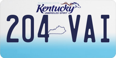 KY license plate 204VAI
